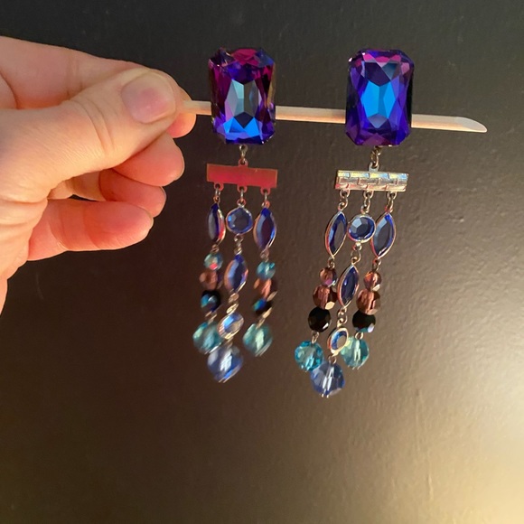 Beautiful crystal earrings, vintage 1980s - Picture 3 of 7